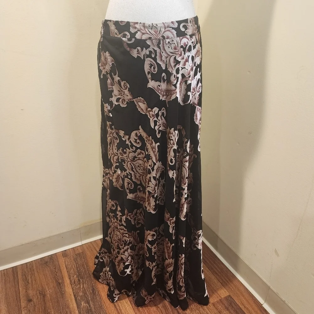 ROZ AND ALI Floral Flare Maxi skirt size L - Picture 2 of 8